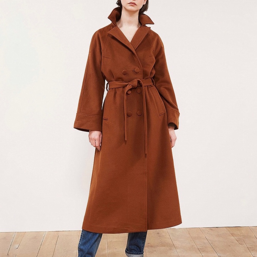 Long camel brown trench coat, tie front - Picture 1 of 4